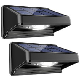 GBEAST Solar Fence Lights Outdoor, Ivory White Bright Led Fence Lights Outdoor Waterproof Solar Powered Wall Lighting, Dusk to Dawn Solar Deck Light for Backyard/Railing/Wall/Patio/Porch (2 Pack)