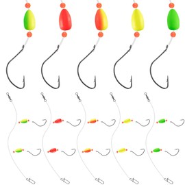 Pompano Rigs Set, 5 Pieces Pompano Jigs, 6 Colours, Saltwater Fishing Jigs with Fluorescent Float for Bluefass, Bass, Trout, Snapper