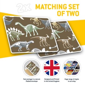 Rectangle Stickers(Set of 2) 7.5cm - Dinosaur Skeletons Kids Boys Fun Decals for Laptops,Tablets,Luggage,Scrap Booking,Fridges, #8383