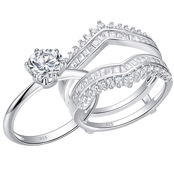 Newshe Round Engagement Ring Enhancer 5A Cubic Zirconia Wedding Set