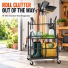 16-Slot Rolling Garden Tool Organizer Rack with 3 Shelves and