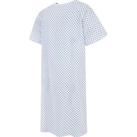 EASY CARE SOLUTIONS | Unisex PATIENT GOWN Blue/Green Diamond Print - Wrap Around Style - Hospital Supplied