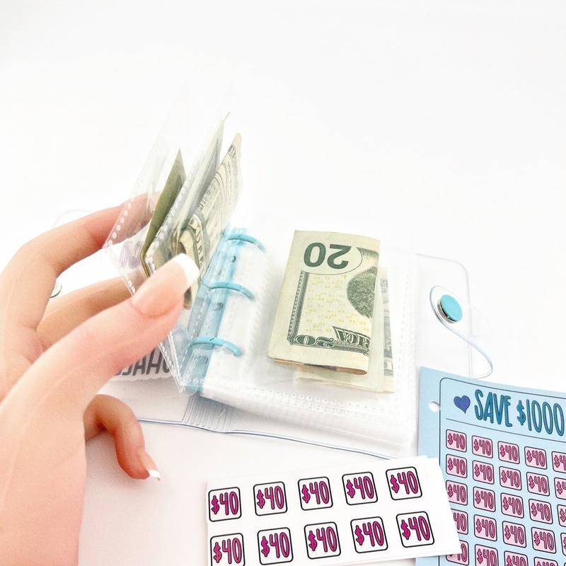 Saving Challenge Book $1000, 3 Ring Binder Clear Cover Money