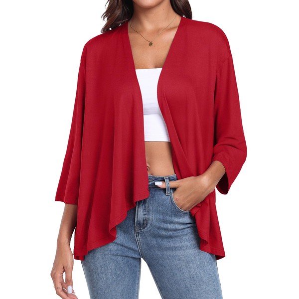 PrinStory Womens 3/4 Sleeves Cardigans Lightweight Open Front Cardigans Summer