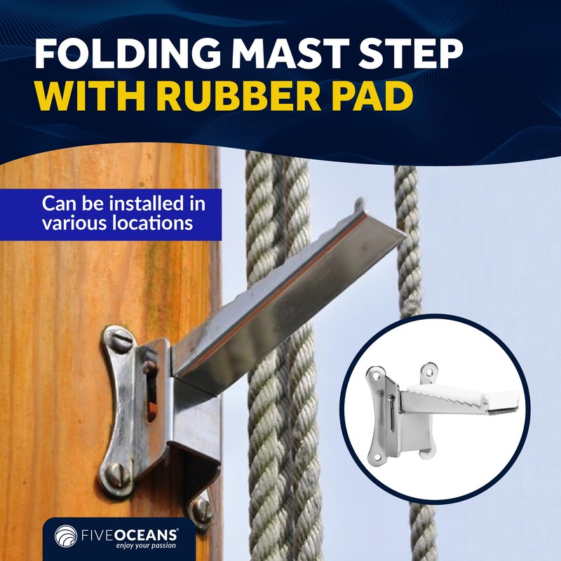 Five Oceans Folding Step, Folding Mast Step - Stainless Steel