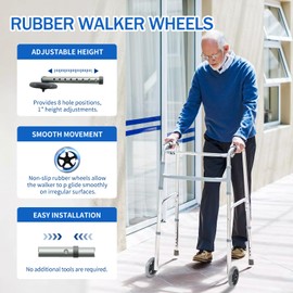Zantle Universal Walker Wheels Replacement - 5 Inch, Wheels for Walkers for Seniors 1 Pair, Walker Feet Accessories (Grey)