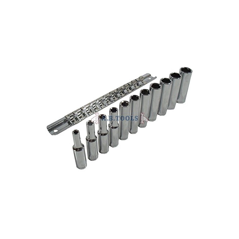 11PC 1/4" Drive DEEP SOCKETS Plus Rail