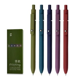 Senshuomy Gel Pens,Retractable Gel Ink Pens 0.5mm,Quick Dry Black Ink Pens,Cute Rollerball Pens for School Office Home Supplies,Fine Point Smooth Writing(5 Pcs/Vintage)