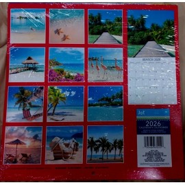 Jot 12 Month 2026 Wall Calendar Tropical Beaches  24" X 12" Sunsets Mini 12" X 6"