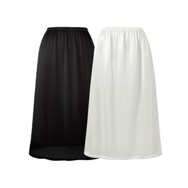 Hanpceirs 69/79 cm Pack of 2 Long Skirts for Women Underskirt Petticoat for Under Dresses Extender Underskirt, Black+White 69