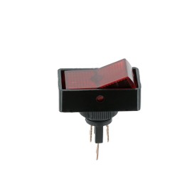 Restagraf Wippschalter mit rotem Licht – 3-polig – Anschluss Flachsteckhülse – Loch Durchmesser 12,5 mm – 16 A – 12 V – Ref. 6966 – 1 Stück