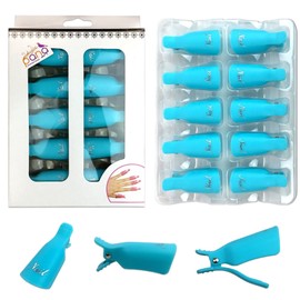 Pana 10 Pieces Reusable Acrylic Nail Soak Treatment UV Gel Polish Remover Clip Cap Manicure Tool (Teal Color)