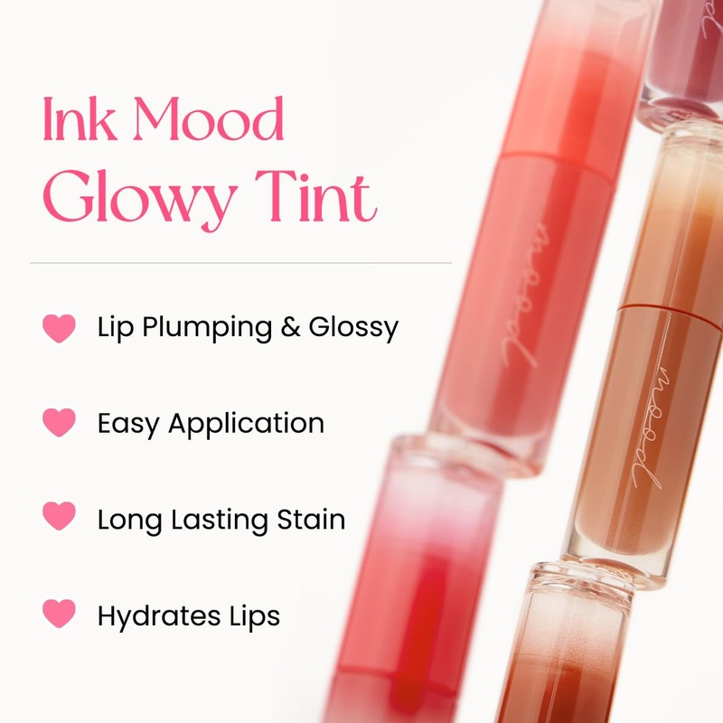 Peripera Ink Mood Glowy Tint | Lip-Plumping, Naturally Moisturizing, Lightweight,