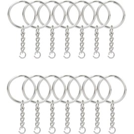 KINGFOREST 100PCS Split Key Ring Kit with Chains & Jump Rings - 1 Inch Silver Nickel Bulk Jewelry Making Supplies for DIY Keychains, Charms, Crafts