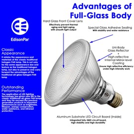 EdisonPar PAR38 Full Glass Commercial Grade LED Light Bulb, 14W=120W Equivalent 1550 Lumens 20000 Hours Classic Flood Light Bulbs, Dimmable Daylight 5000K Spot Light 40Degree Beam Angle, 6-Pack