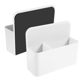 Amaxiu Magnetic Pen Holders Adjustable Dry Erase Organizer Holder with Removable Divider Whiteboard Marker Holder for Fridge, Refrigerator, Locker, Office, Home, School Supplies(White)