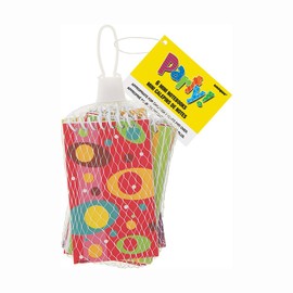 Assorted Design Mini Spiral Notebooks in Net Bag - Pack of 6 - Perfect Party Favors & Gifts