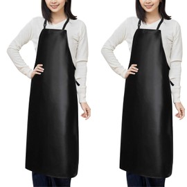 HABABY Waterproof Rubber Vinyl Apron for Men Women, Heavy Duty Adjustable Work Apron, Chemical Resistant Apron for Dishwashing, Butcher, Gardening and Dog Grooming (Large)