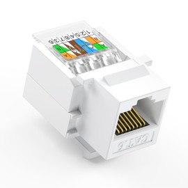 Awishwell 12 Pack Cat6 Keystone Jacks, RJ45 Keystone Jack, Tool-Less, RJ45 Wall Jack No Punch-Down Tool Required for Multi-Port Wall Plates, White