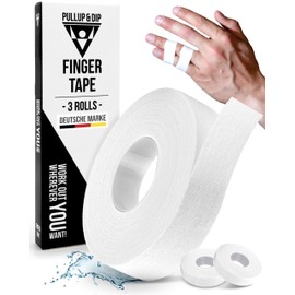 PULLUP & DIP Finger Tape Sports Extra Strong Adhesive, 3 Rolls Athletic Tape for Fingers, Skin-Friendly Sports Tape, Tape for Weight Lifting, Volleyball Finger Tape, Boulder, Climbing, Basketball, Finger Tape BJJ