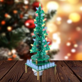 3D RGB LED Rotating Xmas Tree Soldering Kit, PEMENOL DIY Soldering Practice Kit Colorful Musical Christmas Tree Fun Electronic Project Kit for Christmas Day Gift Decoration