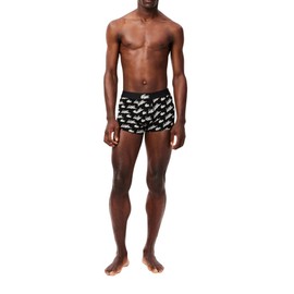 Lacoste Men's Cotton Stretch Essentials Trunks, Black/White, Medium