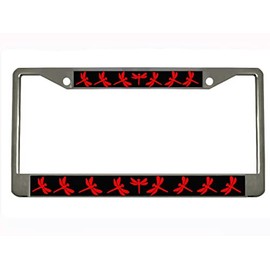 Dragon Butterfly Design Heavy Duty Metal Car License Plate Frame Auto Tag Holder (Chrome/Black/Red)