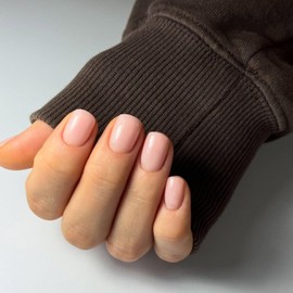 Bellelfin 120Pcs Short Press on Nails Square Round Fake Nails, Full Cover Nude Pink Nails Press ons Glossy Acrylic False Nails for Women Girls