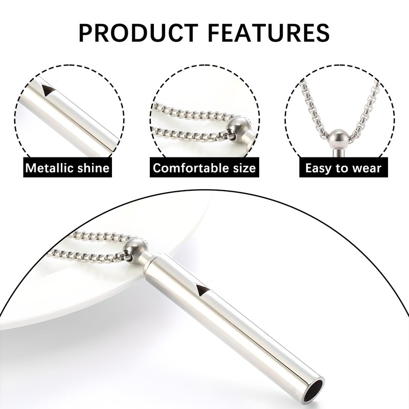 atnayo 2PCS Breathing Necklace, Portable Whistle Anxiety Breathing Necklace (Gold,