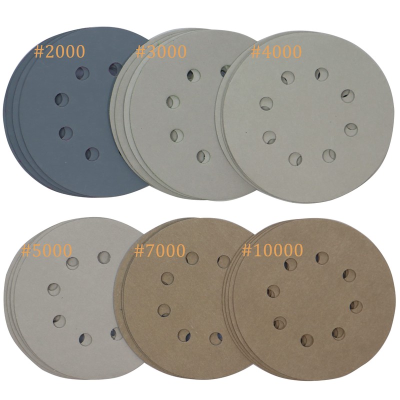 Freletry 5 Inch 8 Hole 24 PCS #2000-#10000 Sanding Discs