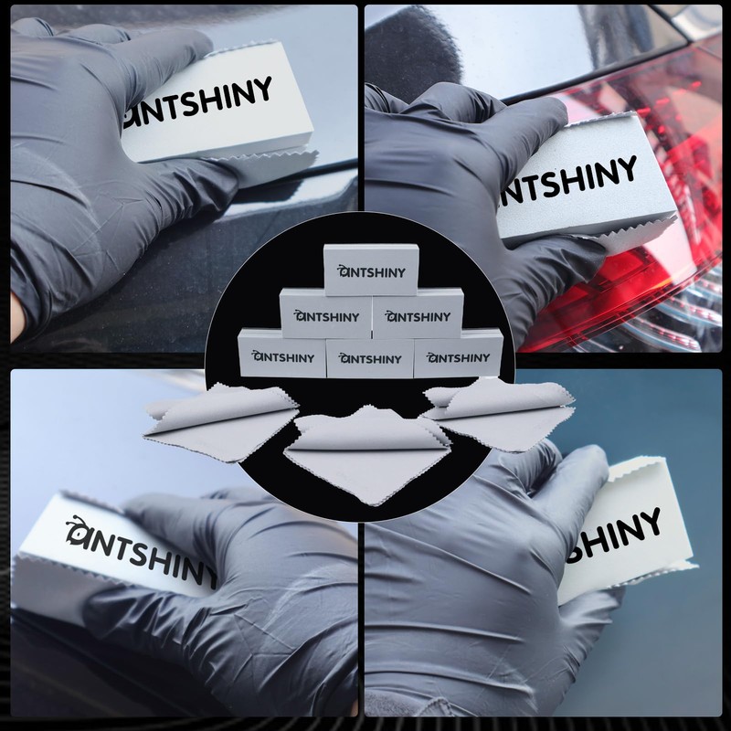 ANTSHINY Ceramic Coating Applicator Sponges Block with Suede Cloth,Car Detailing