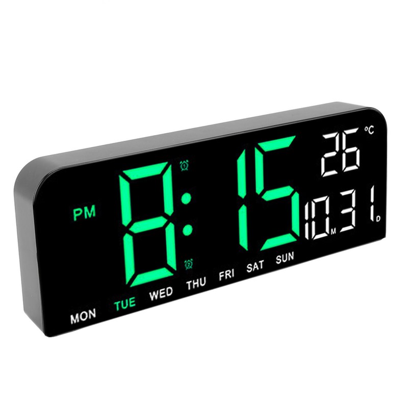Digital Alarm Clock Large LED Display Desk Wall Clock with