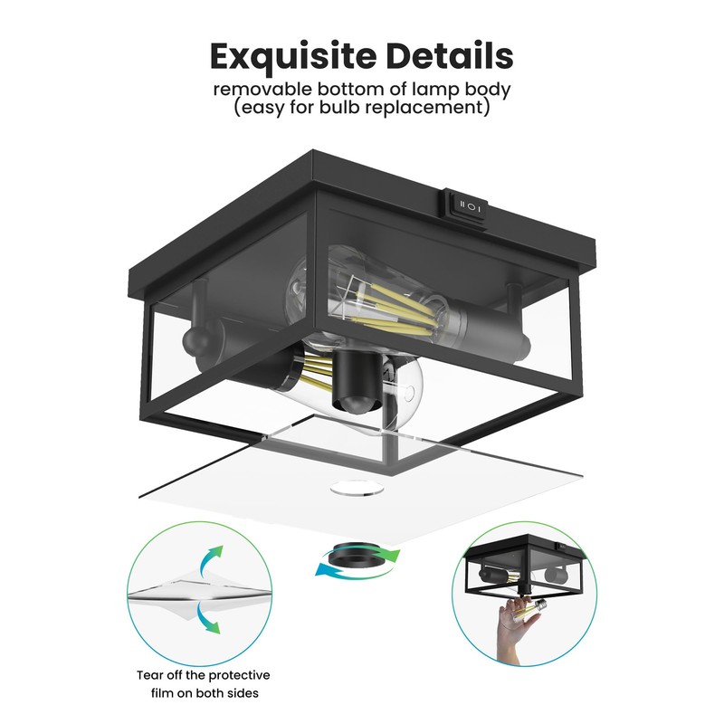 Craftersmark Outdoor Ceiling Light with Motion Sensor, Flush Mount Porch