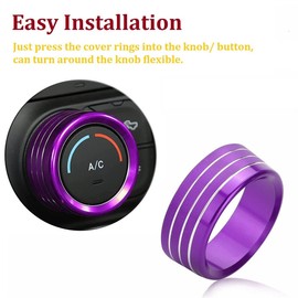 for Dodge Ram Accessories 2019 2020 2021 Interior Control Knob Cover AC/Volume/Mode/AUTO/Browse Switch Decor Button Ring Trim (Purple, 5PCS)
