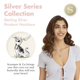 SCAMPER & CO Shih Tzu .925 Sterling Silver Rhodium Plated Charm Necklaces for Women - Meaningful Elegant Pendant Necklace Perfect for Dog Lovers, Hypoallergenic Easy Closure Lobster 18 in