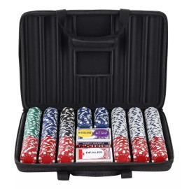 LUOBAO Set Poker 500 Fichas Holdem Blackjack Estuche Tela Rígida