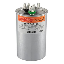 50/7.5 uF 50+7.5 MFD ± 6% 370V/440V CBB65B Condensador de CA de doble funcionamiento, reemplazo de condensador redondo 50 7.5 uF MFD 370 440 voltios VCA para unidad de CA ventilador o bomba de