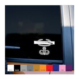 Generic Combat Infantry Badge CIB Combination Options Airborne Air Assault Pathfinder Vinyl Decal 8"" wide (CIB Airborne Master), White