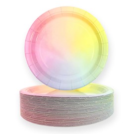 HiEnjoin 50PCS Holographic Iridescent Party Paper Plates, 7 Inch Rainbow Dessert Plates Disposable Party Supplies Tableware for Birthday Mermaid Wedding Party