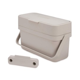 Joseph Joseph Compo 4 Easy-fill Slimline Food Waste Recycling Caddy with air vent, optional door mount, 4 Litres-Stone