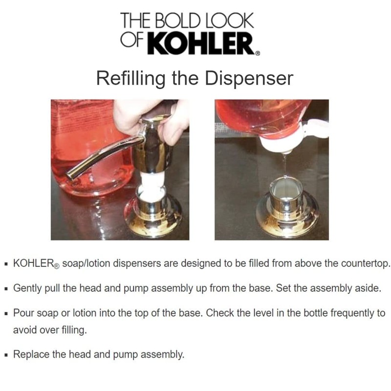 Kohler 1039513 Bottle for Soap Lotion Dispensers