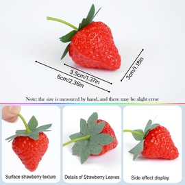 80Pcs Artificial Strawberry Plastic Lifelike Strawberry Fruit Decoration Kitchen Party Strawberry Decoration Fruit Photography Props Home Party Kitchen Decoration Holiday Red Decoration (80Pcs)