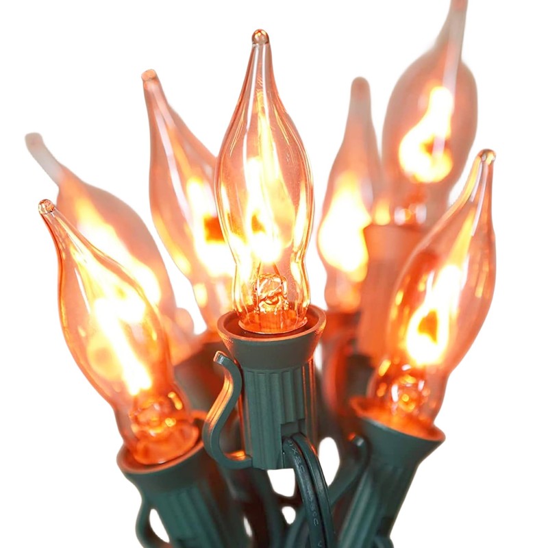 10ft Flickering Flame String Lights Outdoor Indoor, C18/C7 Candlelight Bulb,Retro