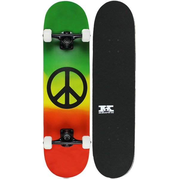 Krown KPC Intro Skateboard, Red/Rasta Peace