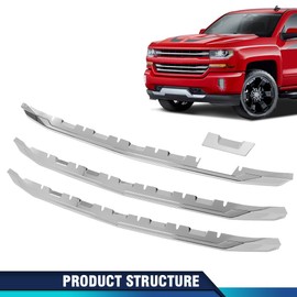 PIT66 Chrome Snap On Grille Overlay Grill Covers Compatible with 2016-2018 Chevy Silverado 1500 LT Z71 only (NOT fit 2016-2018 LT MODELS, Must be LT-Z71)/ 2019 1500-LD Old Body(WT, LT, Custom)