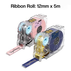Phomemo A30 Thermal Transfer Ribbon & Label Printer – Bluetooth Portable Label Maker for DIY Gift Wrapping, Decorative Ribbon Printing, Ideal for Holidays, Weddings, Birthdays, Crafts & Small Business, Compatible with Phones & PC:_2-Ribbon Set