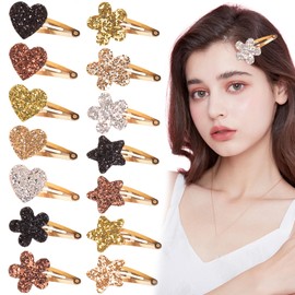 30 PCS Cute Hair Clips Star Heart Flowers Clip Metal Snap Hairpins Sparkly Fashion Hair Barrettes Non-slip Styling Clip Hair Accessories Multicolour For Girls and Women