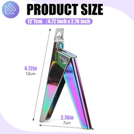 False Nail Clippers with Magnets Stainless Steel Nail Cutter for Acrylic Nail Nail Clippers with 15Pcs Small Magnets for Home Salon Nail Art (Rainbow)