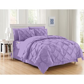 Elegant Comfort Luxury Softest, Coziest 8-Piece Bed-in-a-Bag Comforter Set - Silky Soft Complete Set Includes Bed Sheet Set with Double Sided Storage Pockets, Twin/Twin XL, Lilac