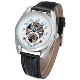 WINNER Male Automatic Watch Man Mechanical Watch Full Hollow Waterproof Wristwatch White  Silver